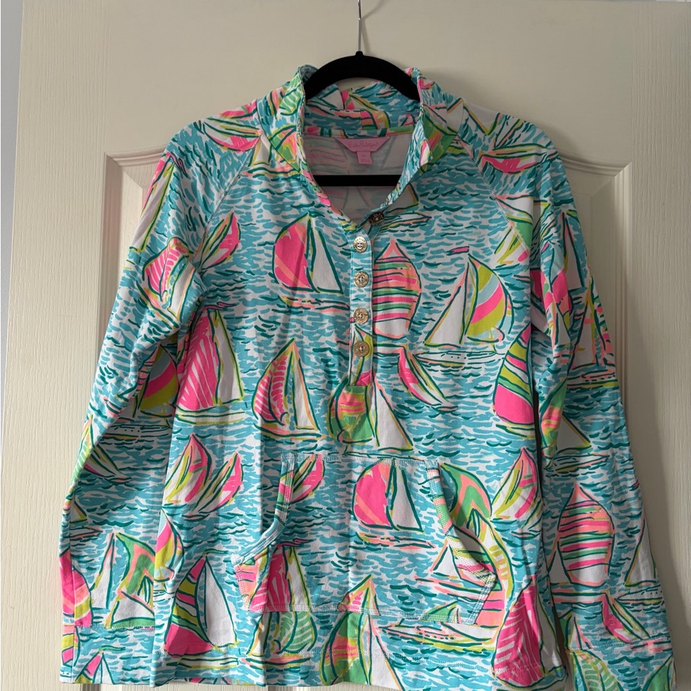Lilly Pulitzer You Gotta Regatta Captain Popover Medium sail boats